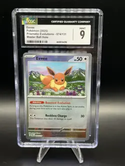 Pokemon 2025 Prismatic Evolutions Eevee Master Ball Reverse Holo #074/131 CGC 9 - Image 1