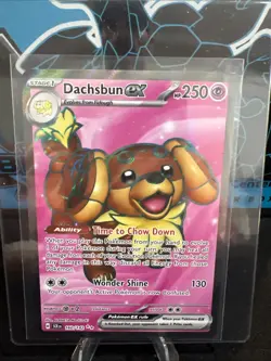 Pokemon TCG Stellar Crown Dachsbun EX 160/142 Full Art Ultra Rare Mint Condition - Image 1