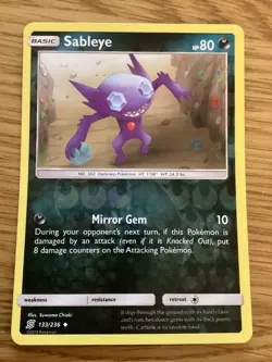 Sableye Pokemon Card 133/236 Reverse Holo- Used -Sun & Moon-Unified Minds - Image 1