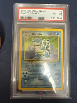 1999 POKEMON BASE SET UNLIMITED #2 BLASTOISE-HOLO PSA 8 free sleeve - Image 1