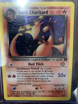PL(Unlimited) Pokemon DARK CHARIZARD Card TEAM ROCKET Set 4/82 Holo Rare PLAYD#6 - Image 1