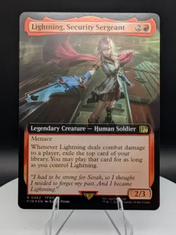 Lightning, Security Sergeant Extended Art FOIL: Final Fantasy MTG Commander (NM) - Image 1