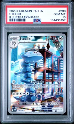 2023 POKEMON PAR EN-PARADOX RIFT ILLUSTRATION RARE #208 STEELIX PSA 10 - Image 1