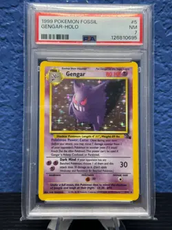 1999 Pokemon Fossil #5 Gengar Holo Unlimited PSA 7 - Image 1