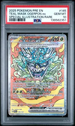 2025 Pokemon Prismatic Evolutions #145 Teal Mask Ogerpon Ex - PSA 10 - Image 1
