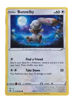 New: 2021 Pokemon TCG Bunnelby 214 Swsh08: Fusion Strike Regular Common - Image 1