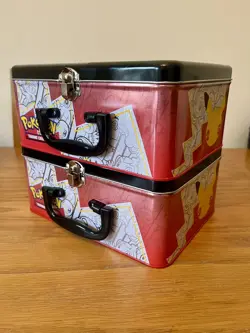 2x Pokemon Celebrations 25th Anniversary Collectors Chest Tin EMPTY Lunch Box - Image 1