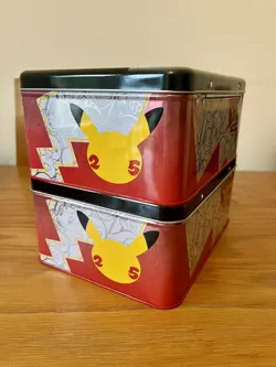 2x Pokemon Celebrations 25th Anniversary Collectors Chest Tin EMPTY Lunch Box - Image 2