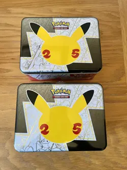 2x Pokemon Celebrations 25th Anniversary Collectors Chest Tin EMPTY Lunch Box - Image 5