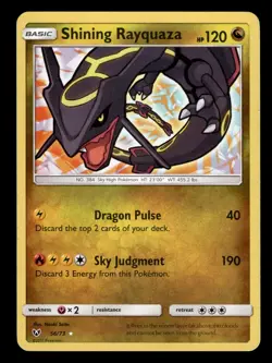 Shining Rayquaza 56/73 Holo Rare Shining Legends Pokemon Card - Image 1