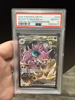 2025 POKEMON DRI EN-DESTINED RIVALS #233 TEAM ROCKET'S NIDOKING EX PSA 10 SIR - Image 1