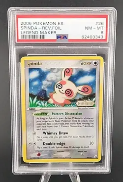 PSA 8 NM-MT 2006 Pokemon Spinda EX Legend Maker Reverse Holo Rare #26 - Image 1