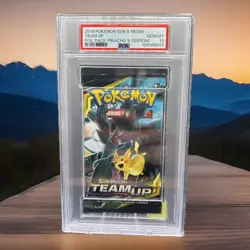 PSA 10 Gem Mint 2019 POKEMON SUN & MOON TEAM UP BOOSTER PACK Pikachu and Zekrom - Image 1