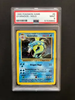 1999 Gyarados Holo PSA 9 Base Set #6/102 Game Rare Pokemon Card Unlimited Mint - Image 1