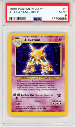 1999 POKEMON GAME ALAKAZAM - HOLO - PSA 9 - #1 /102 GENUINE - Image 1