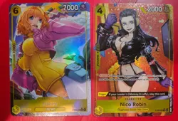 Bandai One Piece Card Game Egghead Holo Character Lot Stussy Nico Robin 2 Cards - Image 1