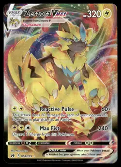 Pokemon Cards Zeraora VMAX 054/159 Crown Zenith Holo Rare VMAX NM - Image 1