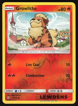 Growlithe - 21/214 - Reverse Holo Common - Unbroken Bonds - Pokemon Card - Image 1