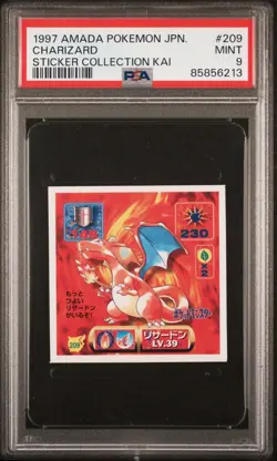 Pokemon Charizard #209 1997 Amada Sticker Collection Kai PSA 9 MINT - Image 1