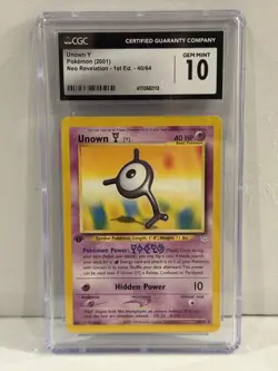UNOWN Y CARD 40/64 1st Edition CGC 10 Gem Mint Neo Revelation Pokemon - Image 1