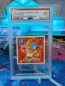 PSA 9 CHARIZARD 1997 AMADA POKEMON STICKER 209 KAI GRADED MINT JAPANESE PM-TPHLC - Image 1