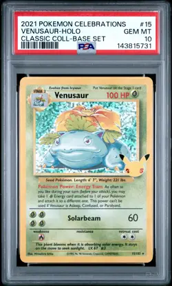 2021 POKEMON CELEBRATIONS CLASSIC COLL #15 VENUSAUR-HOLO PSA 10 - Image 1