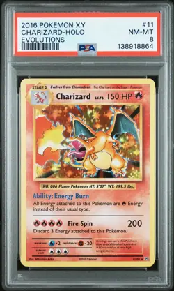 2016 POKEMON XY EVOLUTIONS #11 CHARIZARD-HOLO PSA 8 - Image 1