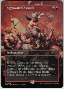 MTG Aggravated Assault Rainbow Foil Foil NM Secret Lair Drop Series Magic 1983 - Image 1