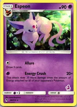 Espeon 89/214 Mewtwo Stamp Battle Deck Promo Pokemon Card LP - Image 1