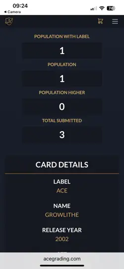 Growlithe 015/092 The Town On No Map 1ST ED 2002 Pokemon Card - Ace 10 POP 1 🔥 - Image 3