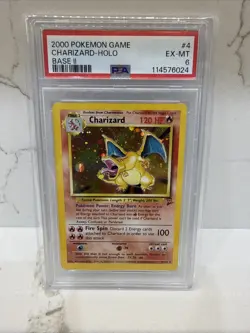 2000 POKEMON BASE SET 2 #4 CHARIZARD-HOLO PSA 6 - Image 1
