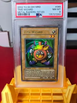 Yu-Gi-Oh! Vintage Time Wizard MRD-065 1st Edition PSA 8 - Image 1