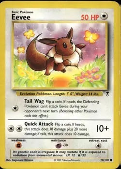 Eevee 74/110 Common WOTC Legendary Collection Pokemon - Image 1