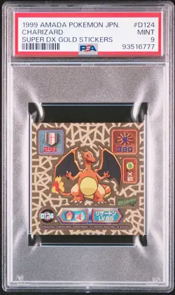 1999 Amada Pokemon Japan Charizard GOLD Super DX Gold Stickers PSA 9 - Image 1