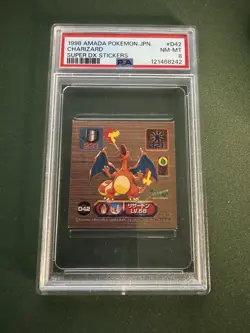 1998 AMADA POKEMON JPN SUPER DX STICKERS #D42 CHARIZARD PSA 8 - Image 1