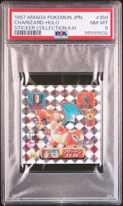 1997 AMADA POKEMON JPN STICKER COLL KAI #359 CHARIZARD-HOLO PSA 8 - Image 1