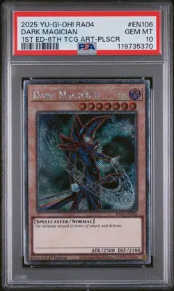 2025 YU-GI-OH! RA04-QUARTER CENTURY STAMPEDE #EN106 DARK MAGICIAN PSA 10 - Image 1