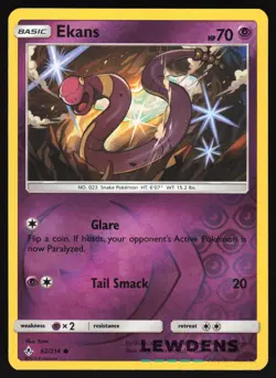 Ekans - 62/214 - Reverse Holo Common - Unbroken Bonds - Pokemon Card - Image 1