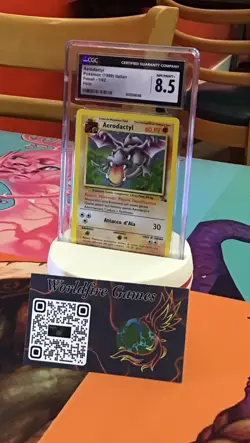 CGC 8.5 Italian Aerodactyl 1999 Fossil 1/62 Holo Pokemon Card - Image 1