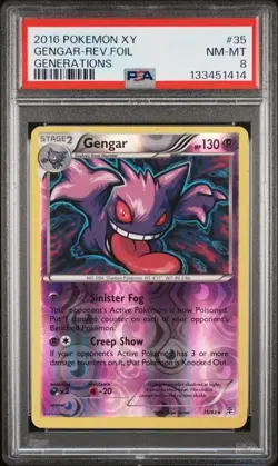 2016 Pokemon Xy Generations Gengar Reverse Foil #35 Generations PSA 8 - Image 1