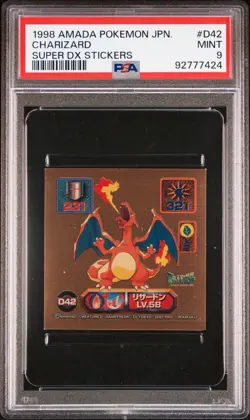 1998 AMADA POKEMON JAPANESE SUPER DX STICKERS CHARIZARD PSA 9 - Image 1