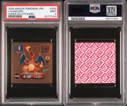 1998 AMADA POKEMON JAPANESE SUPER DX STICKERS CHARIZARD PSA 9 - Image 2