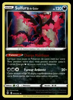 Carte Pokemon SULFURA 093/203 Holo Epee et Bouclier 7 EB07 FR NEUF - Image 1