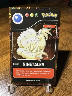 2024 Pokemon Pokedex Black #038 Ninetales Gold Heart Holo - Image 1