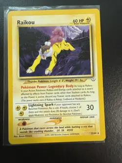 Pokemon TCG Raikou Neo Revelation Card 22/64 Unlimited Rare NM - Image 1