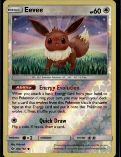 Eevee Common SM Base Set 101/149 Colorless Reverse Holo Pokemon Card - Image 1