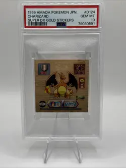 PSA 10 1999 Amada Pokemon Japan Charizard GOLD Super DX Gold Stickers D124 - Image 1