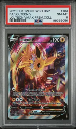 Pokemon 2021 Jolteon V SWSH183 Full Art VMAX Premium Collection Promo PSA 8 - Image 1