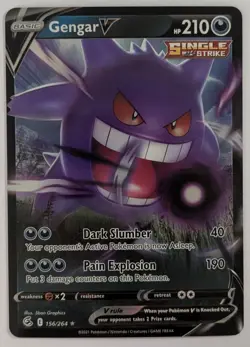 Pokemon Gengar V TCG Swsh08: Fusion Strike Holo Ultra Rare 156/264 Pack Fresh NM - Image 1