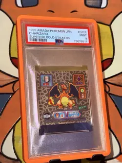 Charizard #D124 Super DX Gold Stickers 1999 Amada Pokemon Japan PSA Mint 9 - Image 1